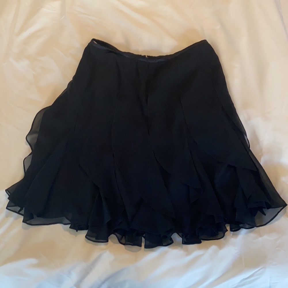 Carlisle Black Silk Ruffled Skirt